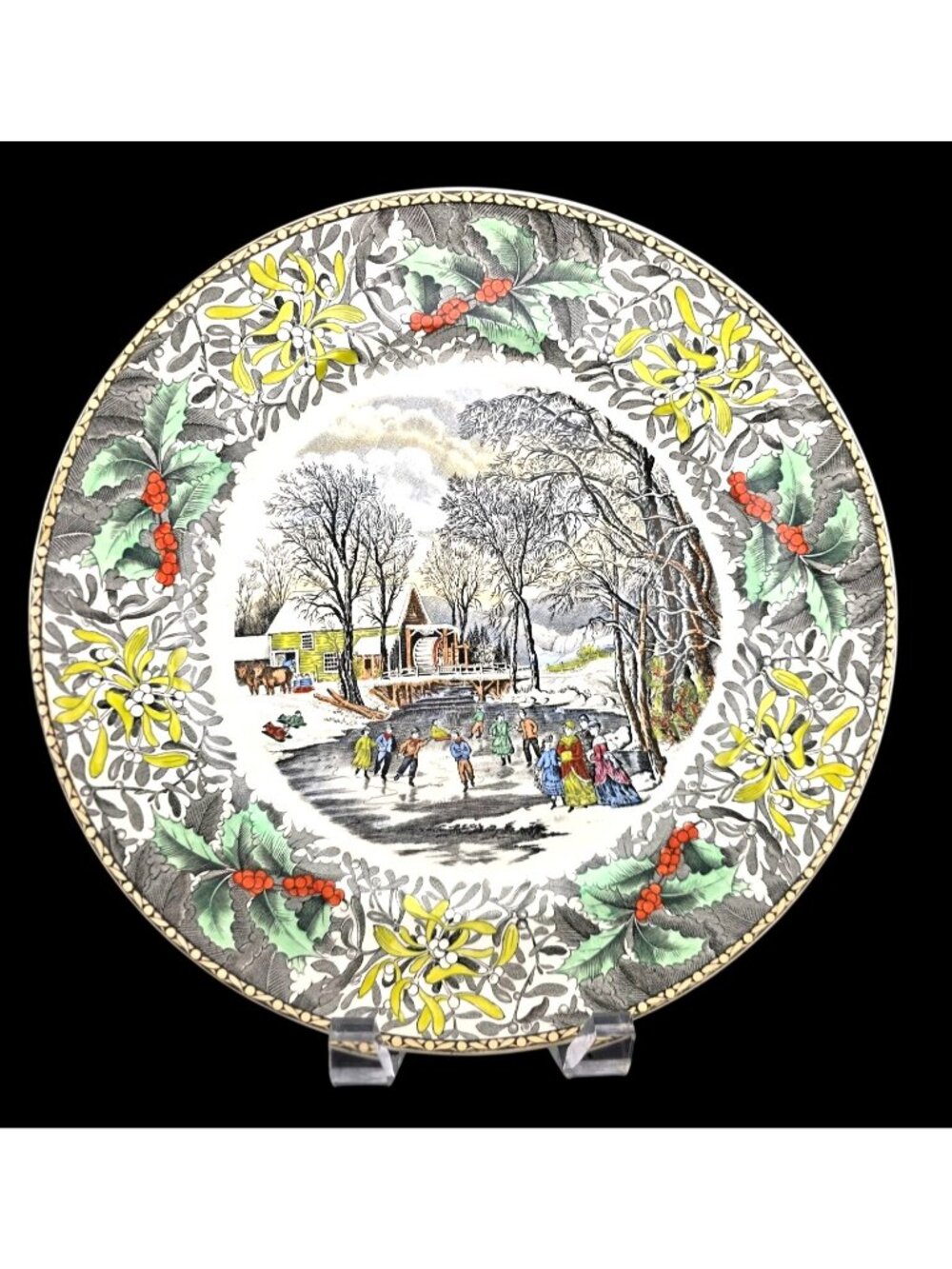 Adams China Winter Pastime 10.5" Dinner Plate Winter Scenes B. Altman England